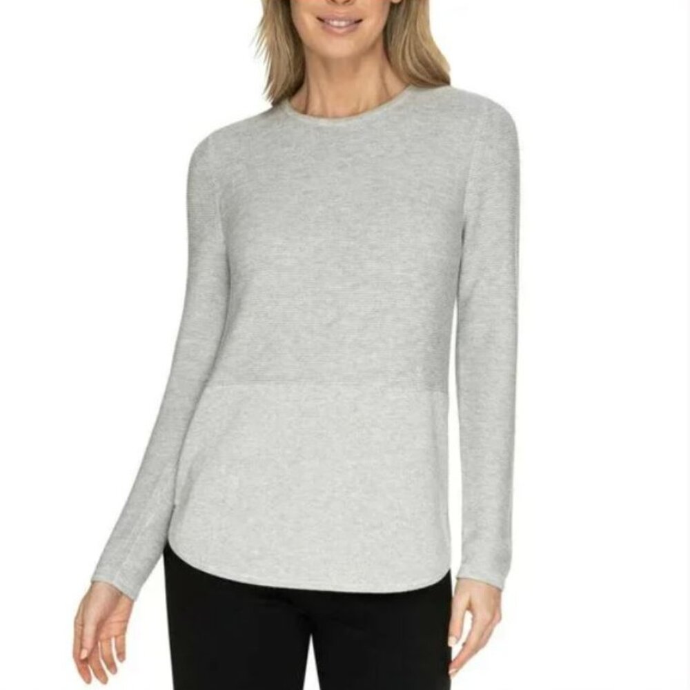 NWT Advent Women's Lightweight Cotton Blend Textured Knit Tunic Sweater Grey XL